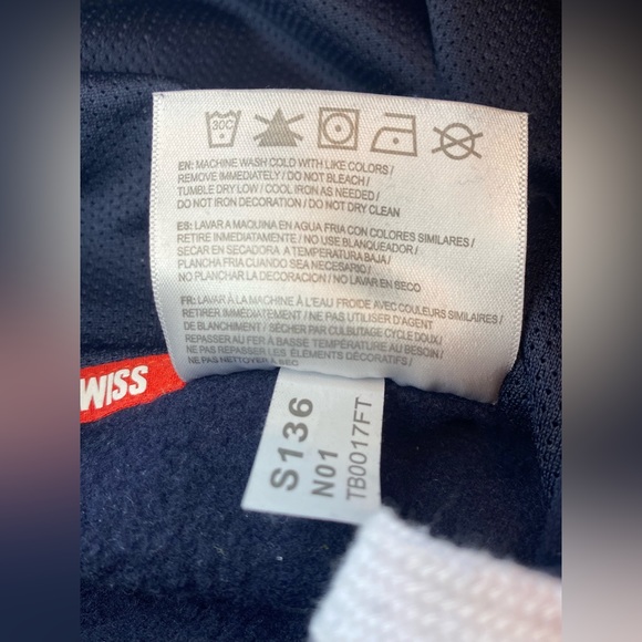 Men’s Hoodie K-Swiss Medium Terry Cloth Logo Emblem Blue Red Sweater Streetwear - Picture 5 of 6